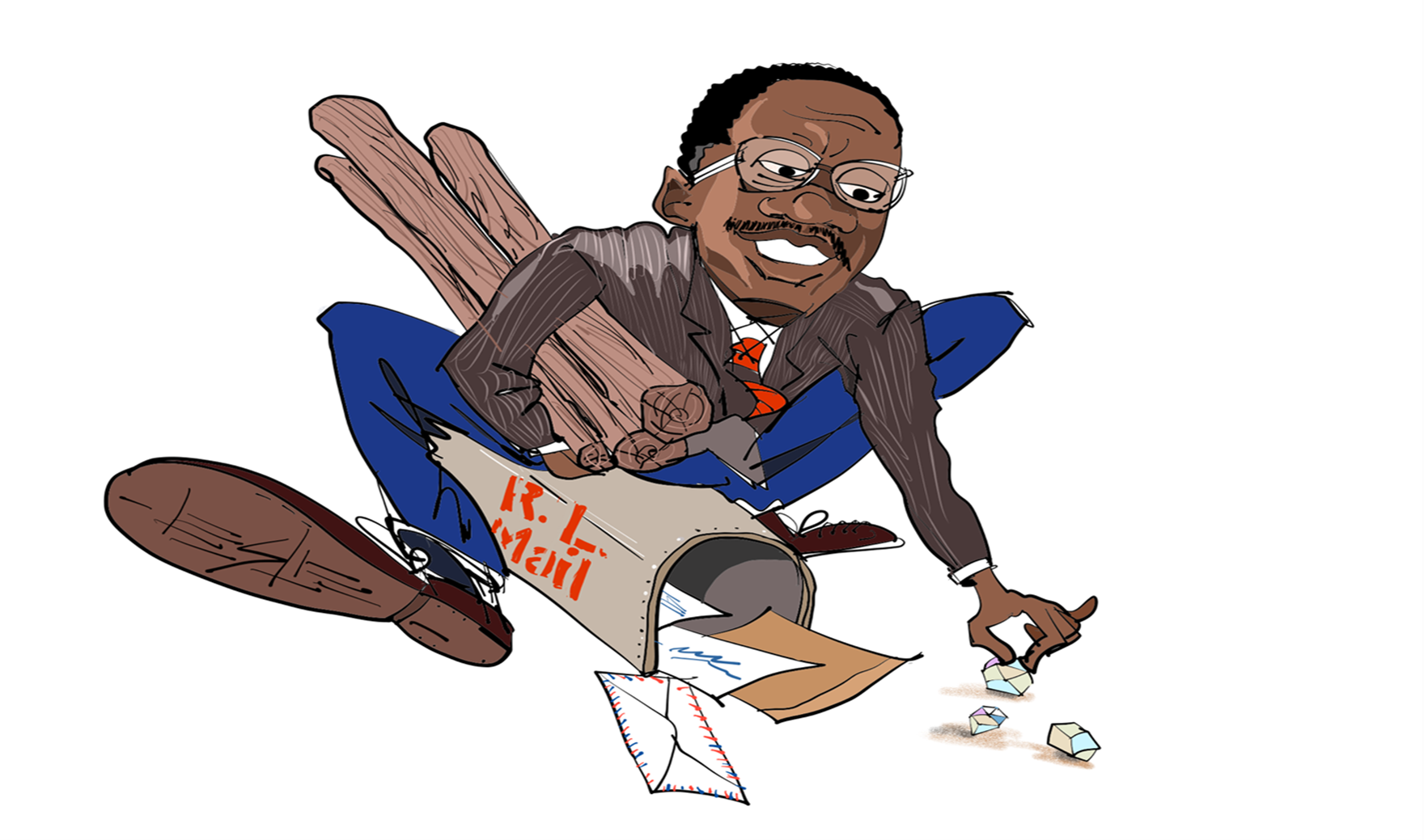 This cartoon depicts Minister of Justice-designate Cooper Kruah in a conflict of interest 