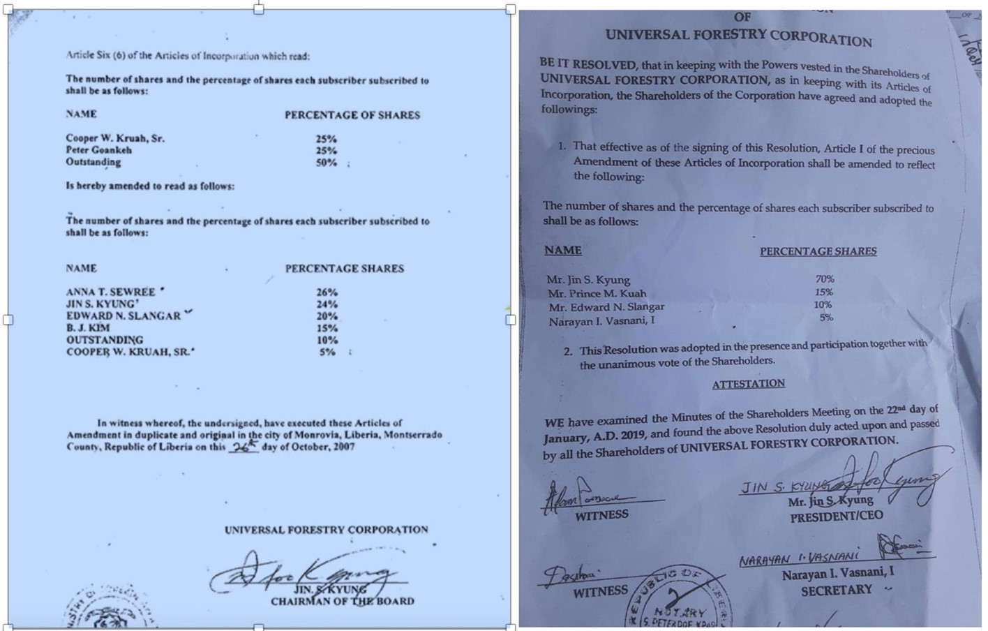 of Universal Forestry Corporation (UFC). 