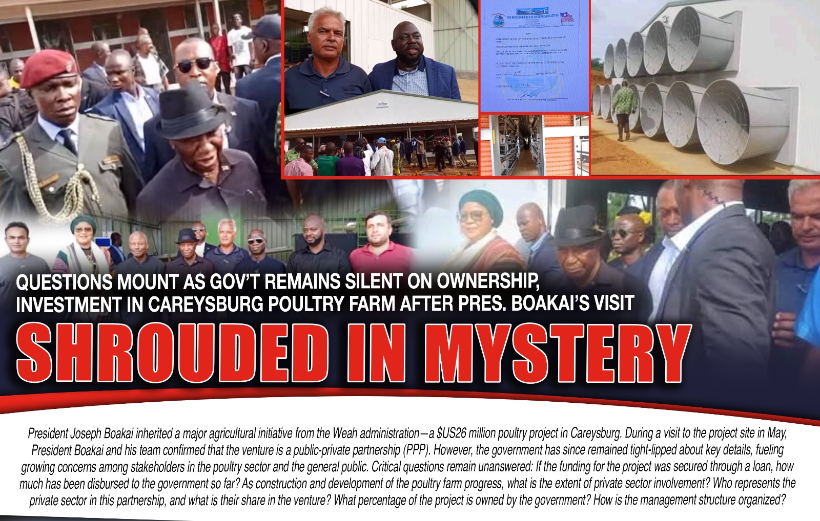 Liberia: Questions Mount as Gov’t Remains Silent on Ownership, Investment in Careysburg Poultry Farm After Pres. Boakai’s Visit