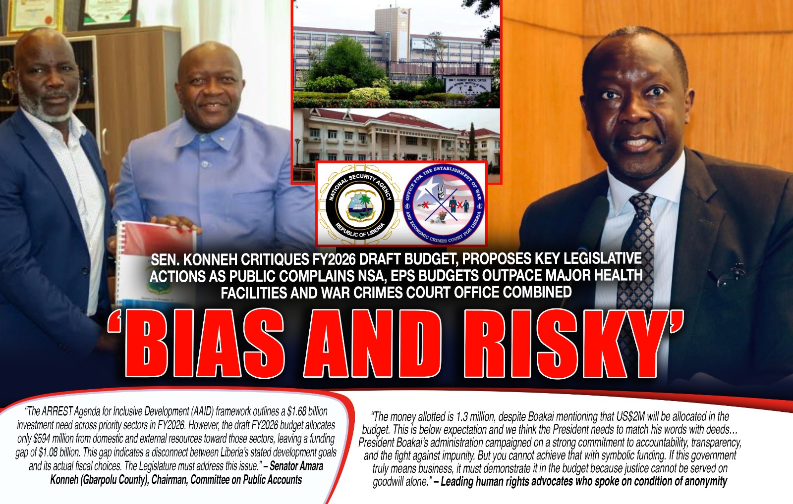 Liberia: Sen. Konneh Critiques FY2026 Draft Budget as Public Raises Concerns Over NSA, EPS Spending Outpacing Major Hospitals and War Crimes Court Office