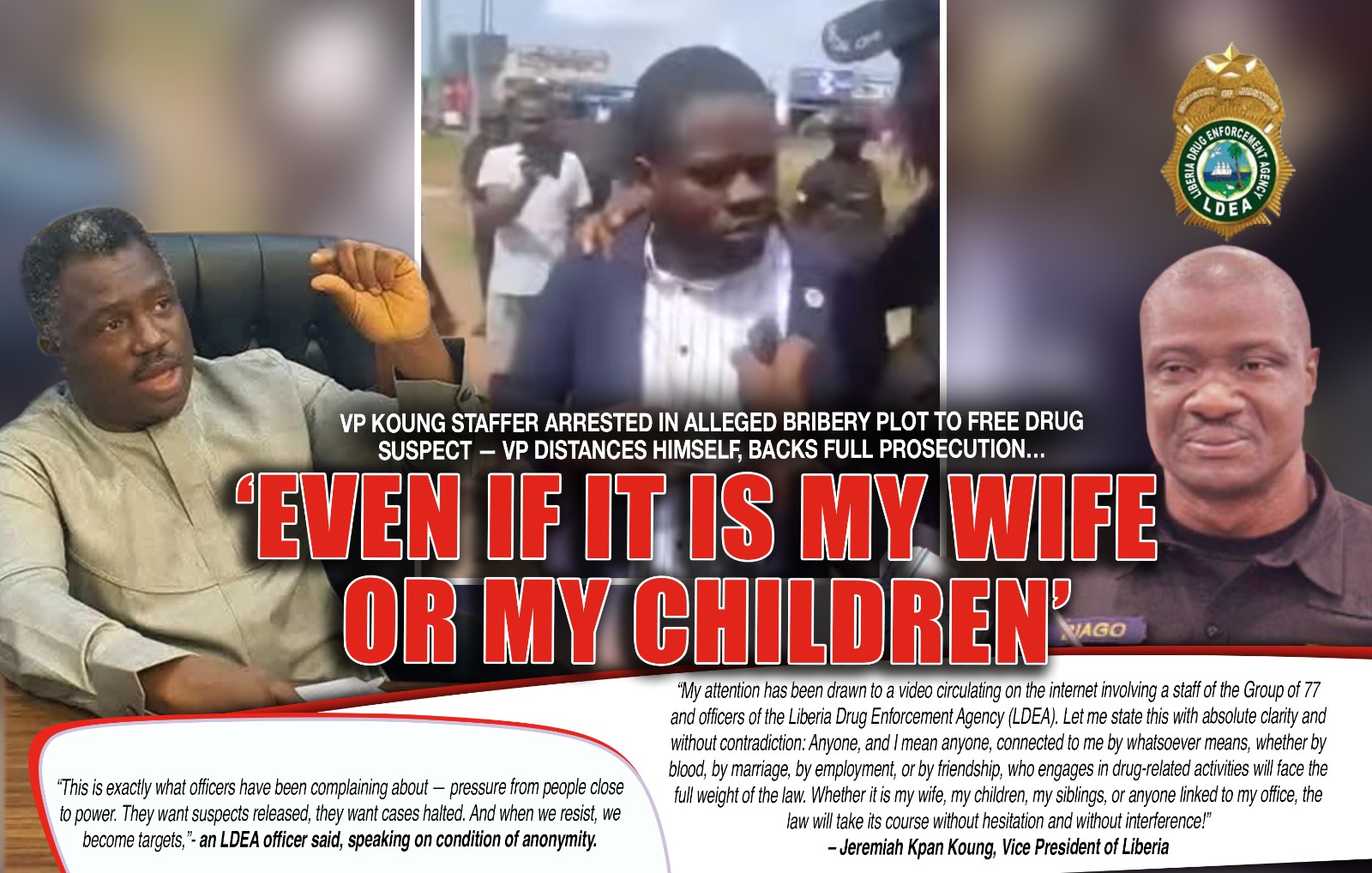 Liberia: VP Koung Staffer Arrested in Alleged Bribery Plot to Free Drug Suspect – VP Distances Himself, Backs Full Prosecution