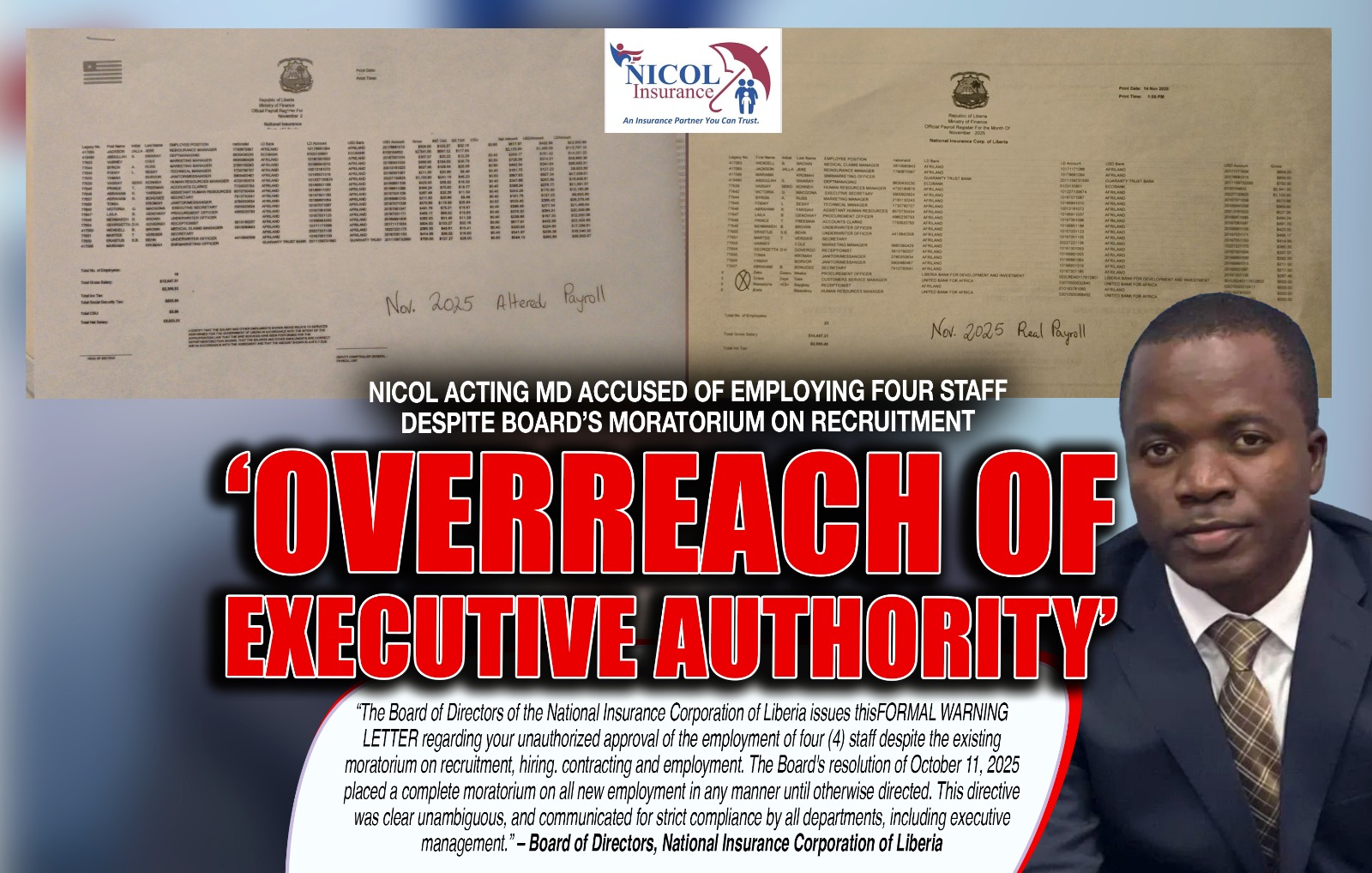 Liberia: NICOL Acting MD Accused of Employing Four Staff Despite Board’s Moratorium on Recruitment