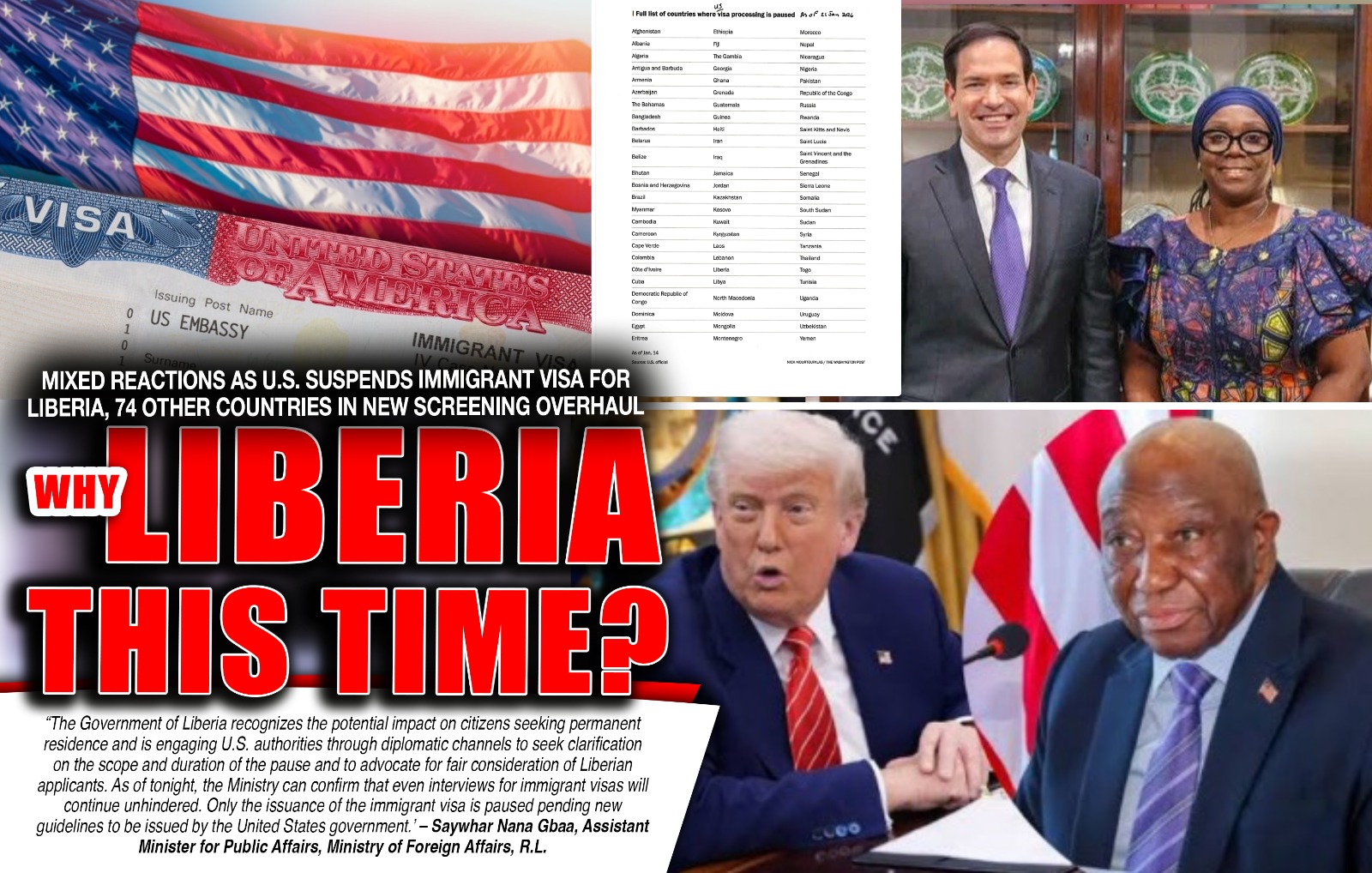 Liberia: Mixed Reactions As U.S. Suspends Immigrant Visa for Liberia, 74 Other Countries in New Screening Overhaul