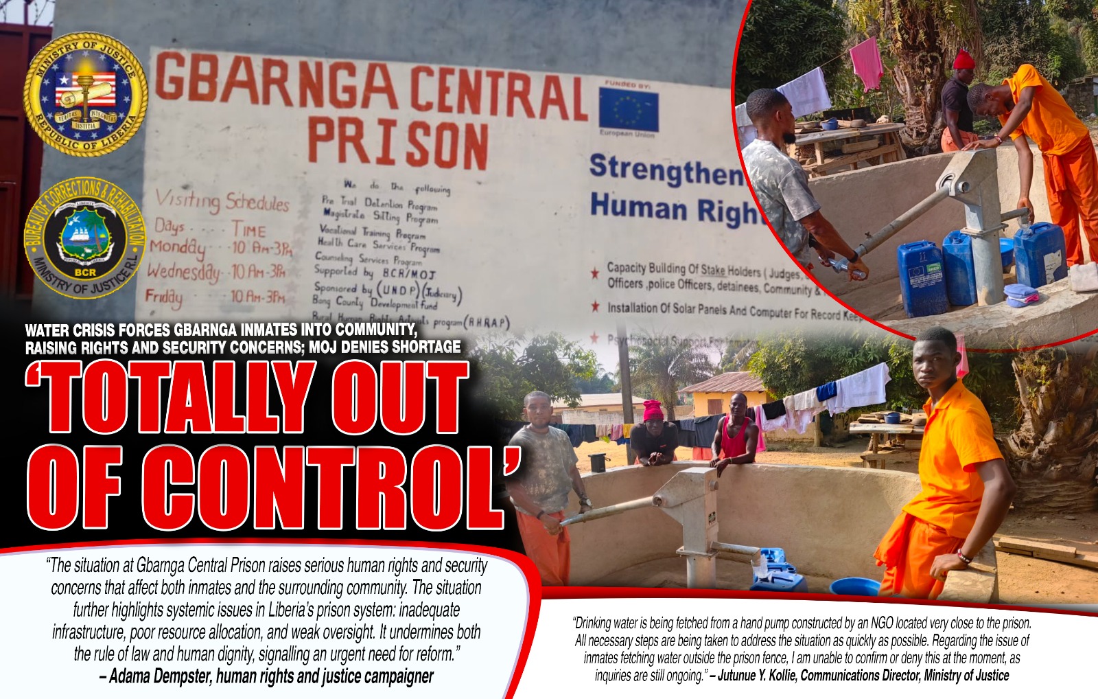 Liberia: Water Crisis Forces Gbarnga Inmates into Community, Raising Rights and Security Concerns; MOJ Denies Shortage