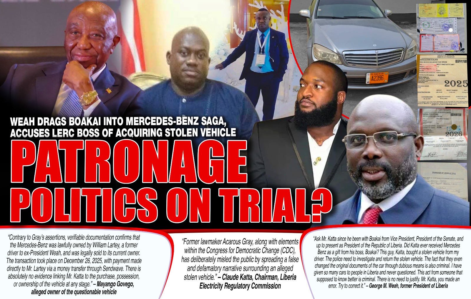 Liberia: Weah Drags Boakai Into Mercedes-Benz Saga, Accuses LERC Boss of Acquiring Stolen Vehicle