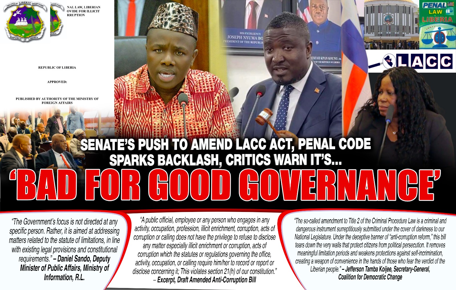 Liberia: Lawmakers’ Push to Amend LACC Act, Penal Code Sparks Backlash, Critics Warn Move is ‘Bad for Good Governance’