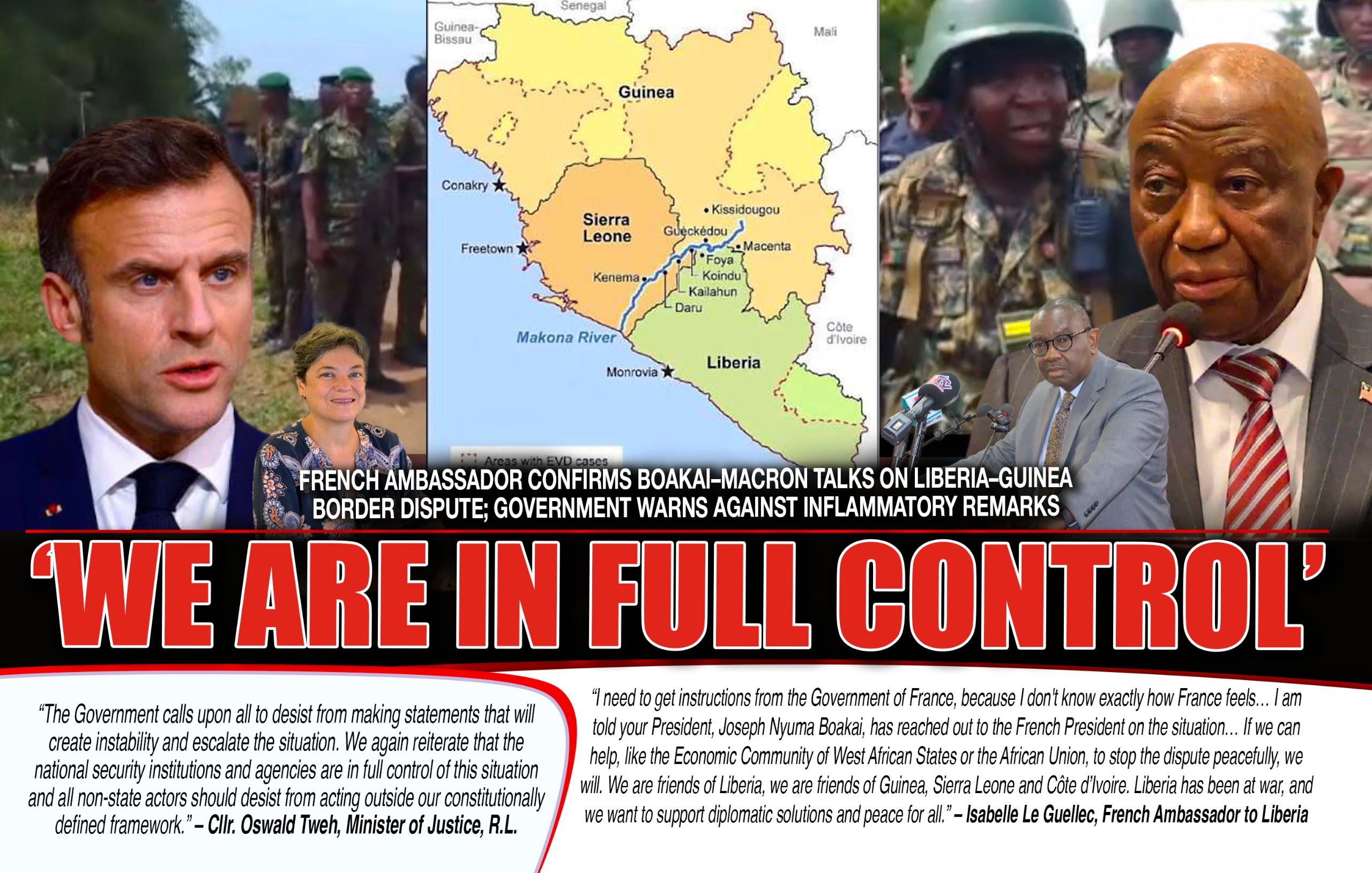 French Ambassador Confirms Boakai–Macron Talks on Liberia–Guinea Border Dispute; Government Warns Against Inflammatory Remarks