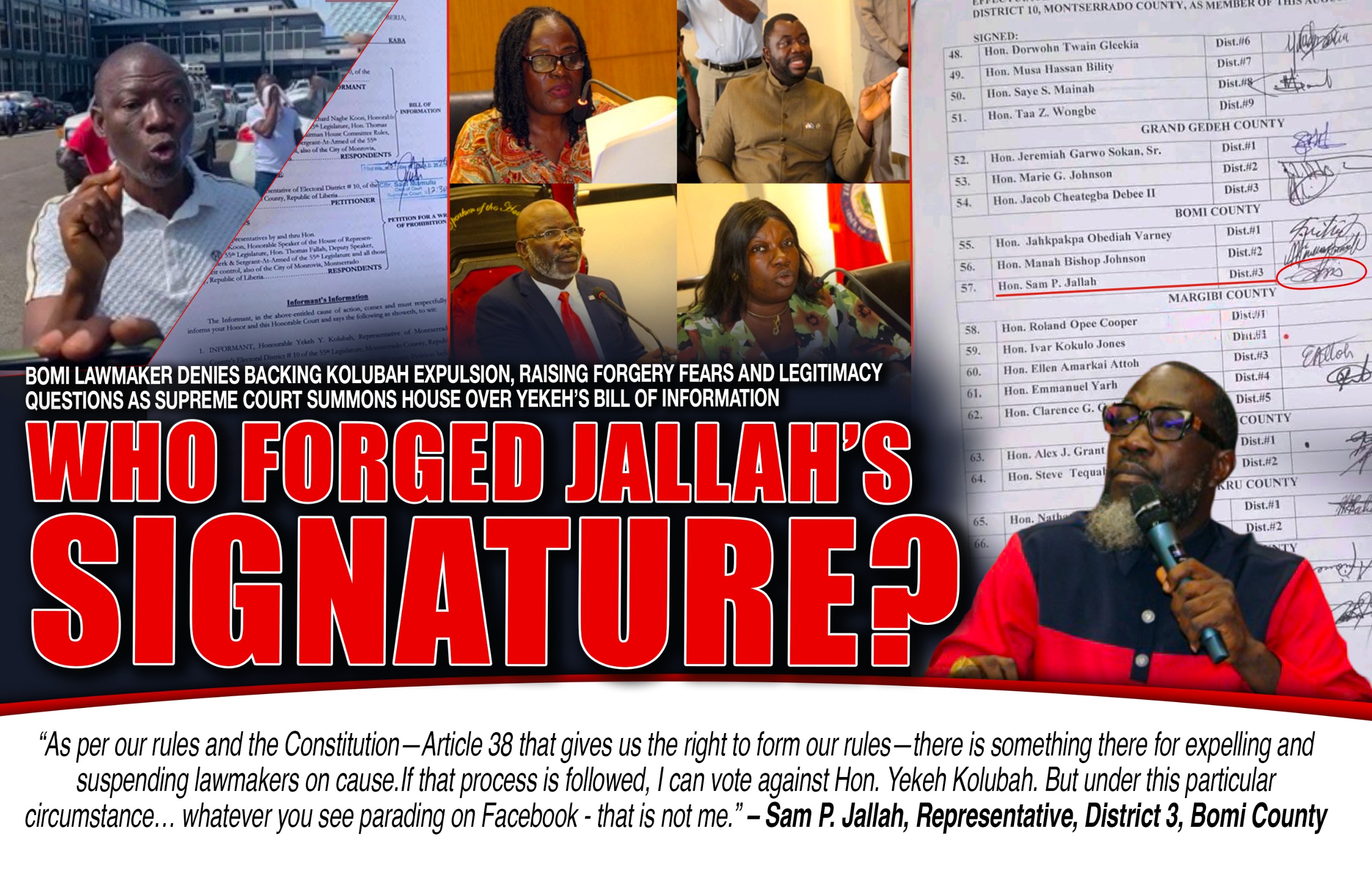 Liberia: Bomi Lawmaker Denies Backing Kolubah Expulsion, Raising Forgery Fears and Legitimacy Questions As Supreme Court Summons House over Yekeh’s Bill of Information