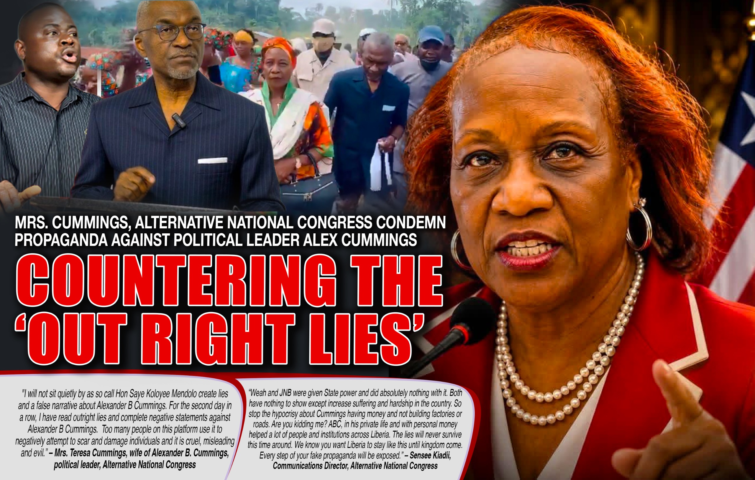 Liberia: Mrs. Cummings, Alternative National Congress Condemn Propaganda Against political Leader Alex Cummings