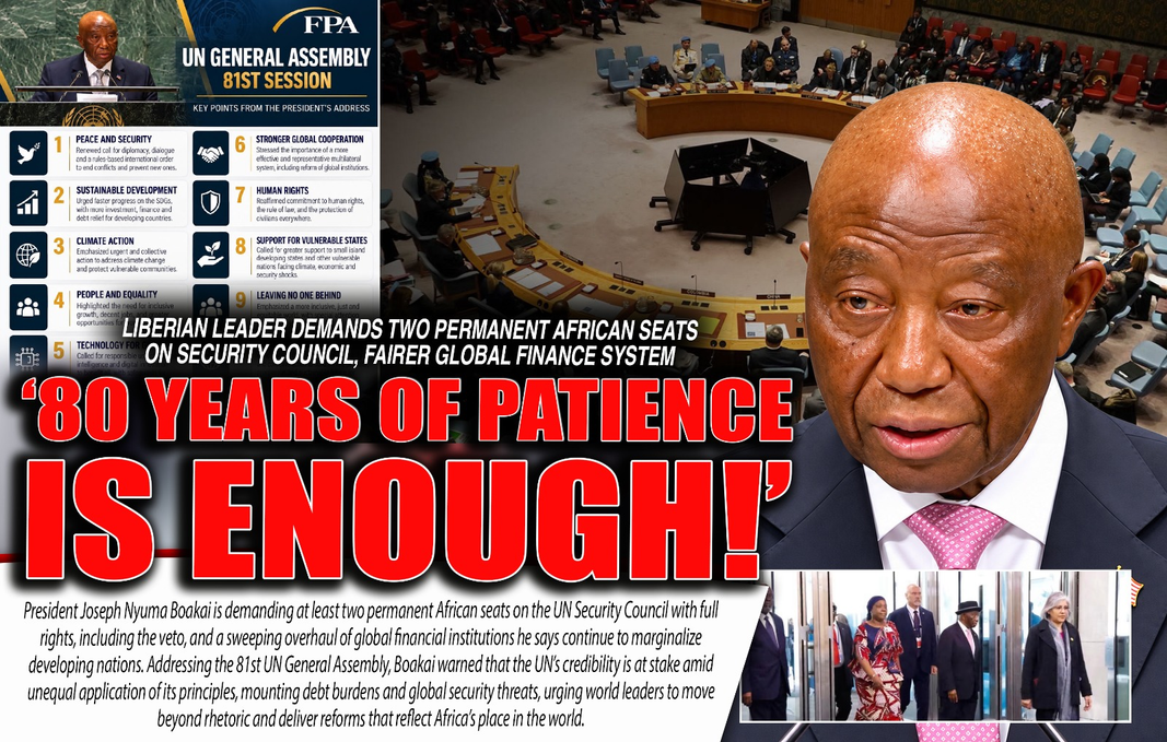 Liberian Leader Demands Two Permanent African Seats On Security Council, Fairer Global Finance System
